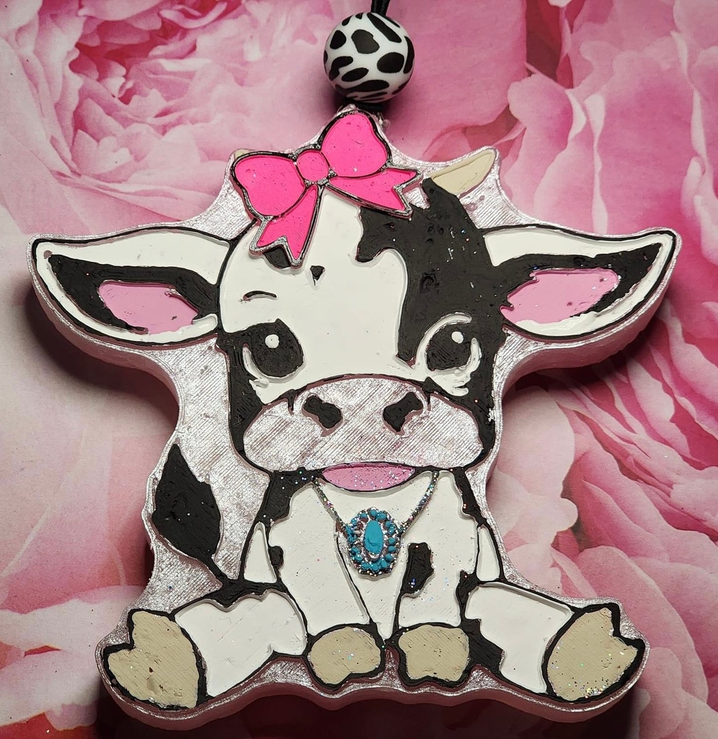 3 NEW Mold Cute Cow with Bow and Concho necklace