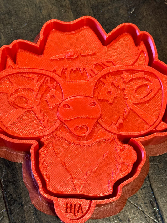 3 NEW Mold Cute Cow with Eyeglasses Bandana and Cowboy hat